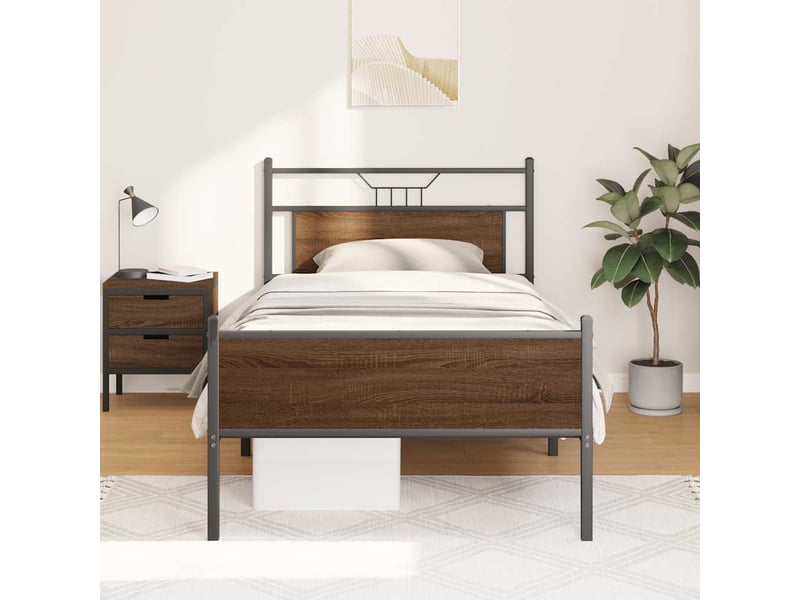 Lit adulte, lit simple, cadre de lit sans matelas chêne marron 100x200cm cf12746  - Conforama D
