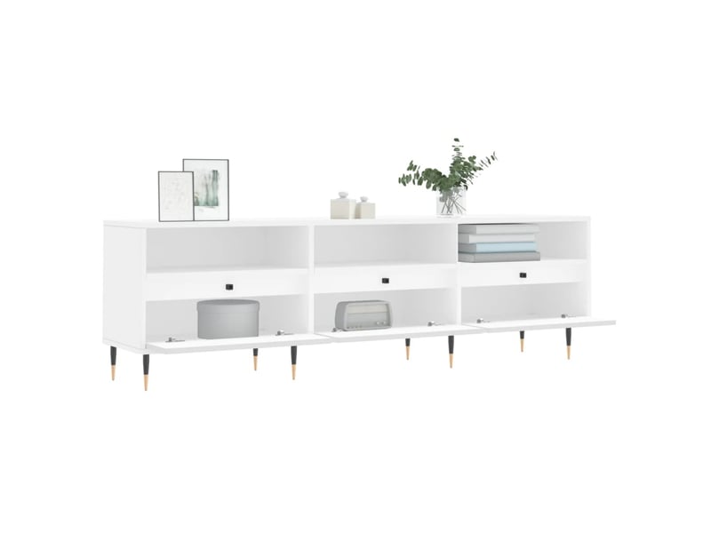  Meuble tv - banc tv - meuble de rangement blanc 150x30x44,5 cm bois d'ingénierie  - Conforama D