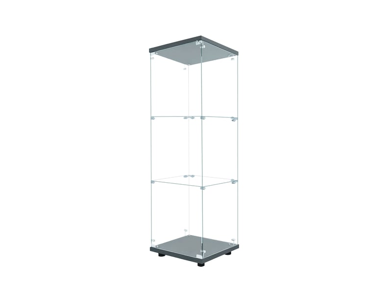  Vitrine en verre 3 niveaux simple porte - 42 x 36 x 125 cm - noir - armoire d'exposition - éclairage led  - Conforama E