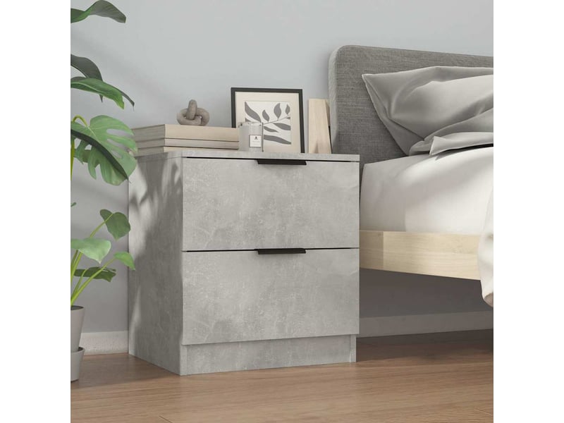  Lot de 2 tables de chevet - cabinet de chevet - table de nuit gris béton bois d'ingénierie  - Conforama B