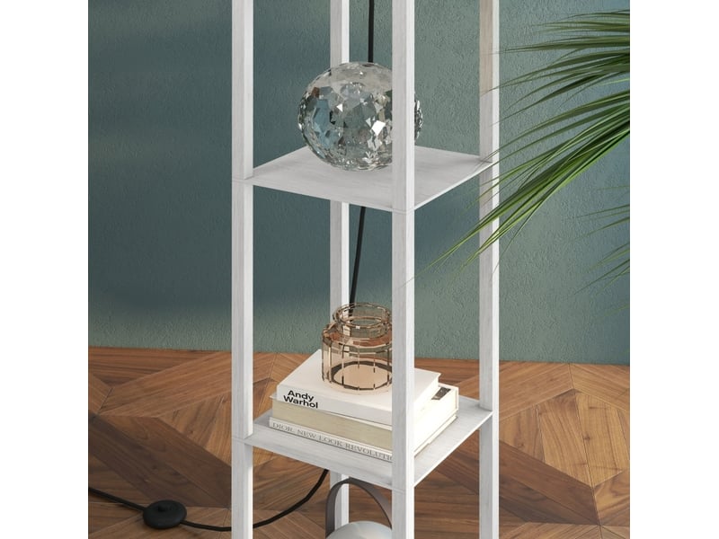  Lampadaire 26x26x160 cm avec trois compartiments ouverts panneau de particules blanc  - Conforama C