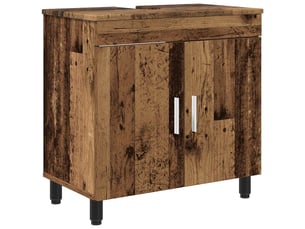 Unité de vanité de salle de bain, meuble de rangement bois ancien 60x35x60 cm shl4867