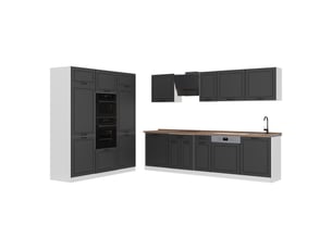Vicco cuisine, anthracite campagneblanc, 180cm plan de travail chêne doré