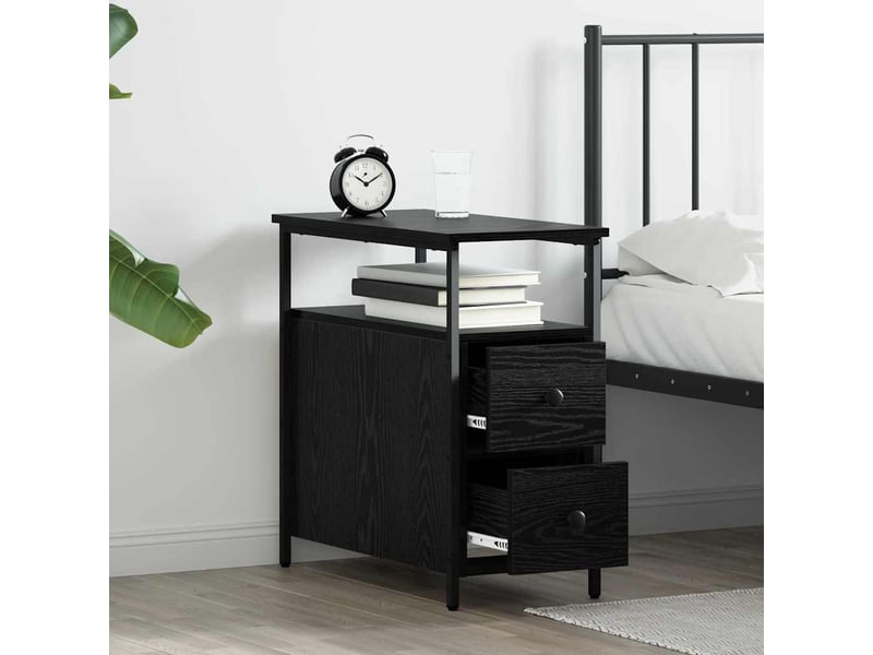  Table de chevet - cabinet de chevet - table de nuit 2 pc chêne noir 30 x 60 x 60 cm  - Conforama C