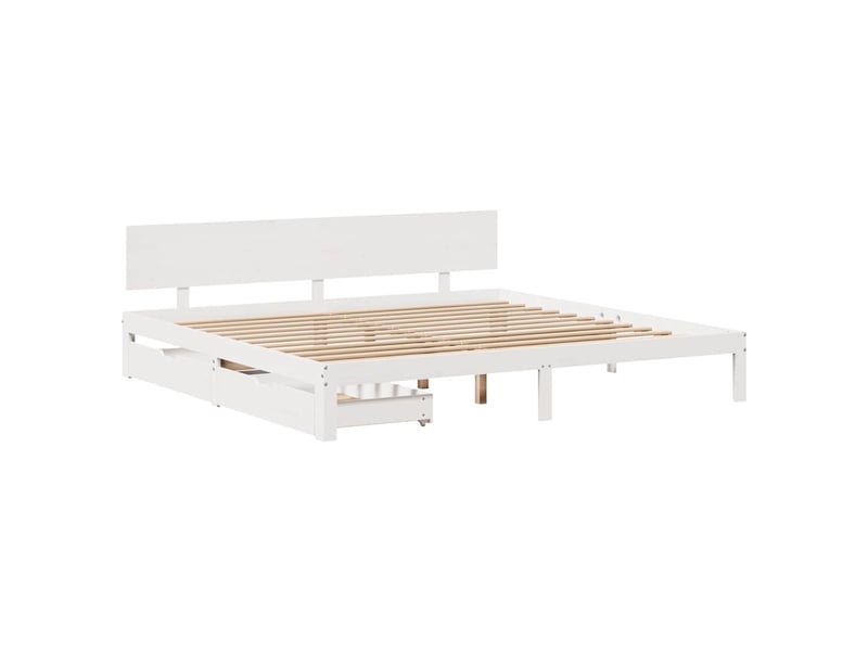 Lit double- lit adulte -  cadre de lit avec tiroirs sans matelas blanc 200x200 cm  - Conforama B
