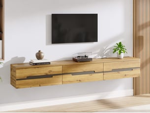 Meuble tv coloris bois clair 160 cm LEYTN