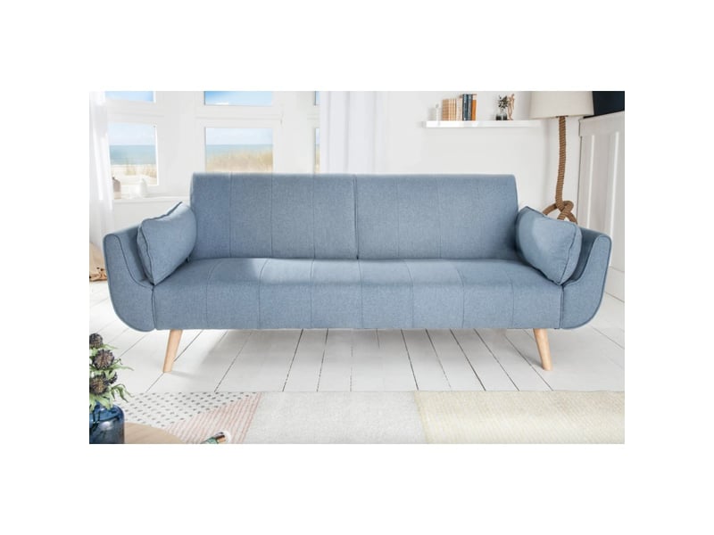 Canapé droit danna bleu clair – canapé scandinave convertible en tissu - Conforama D