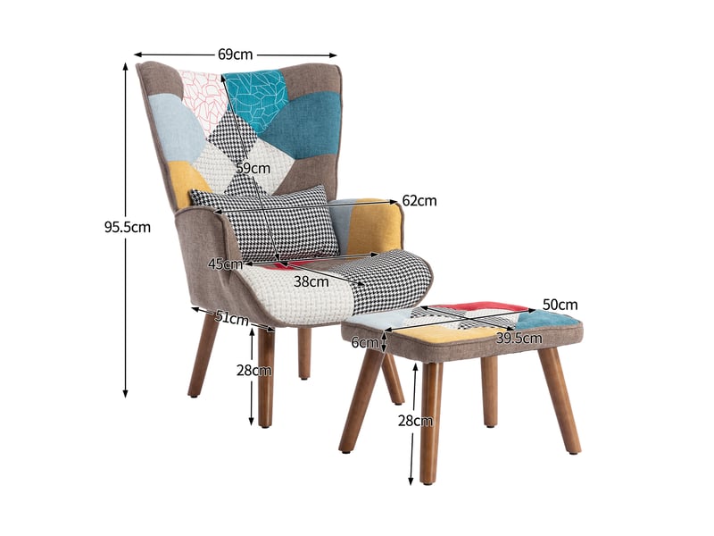Chaise de relaxation avec repose-pieds, dossier et coussin assortis, ensemble confortable pour salon  - Conforama C