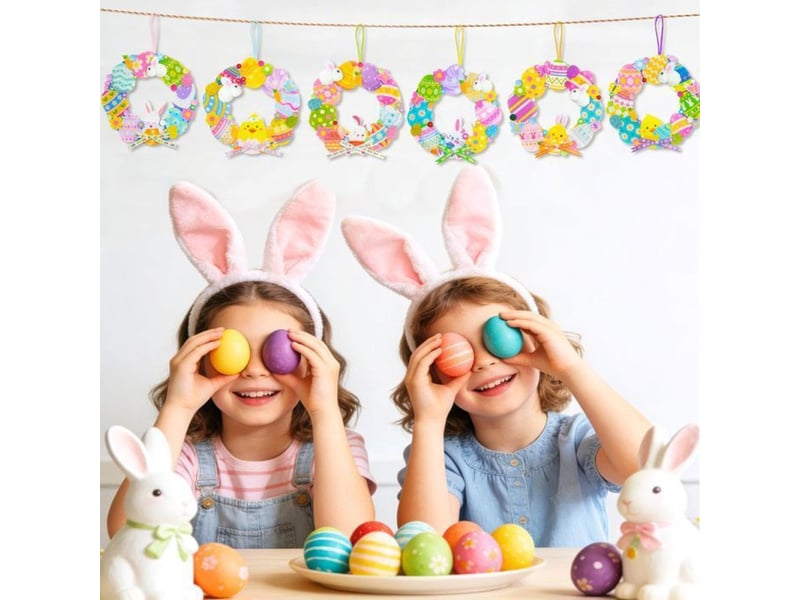 Kit loisirs creatifs couronne de paques en feutrine 12 ensembles multicolore avec accessoires 333453_AABWG81592_6_DROPFR - Conforama E