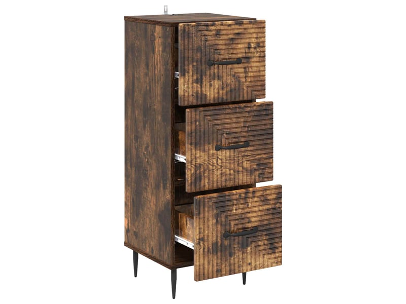  Armoire de rangement bureau, armoire à tiroirs chêne fumé 33 x 34,5 x 89,5 cm  - Conforama E