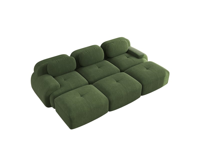  Canapé modulable, canapé 3 places, en velours tricoté, vert, sans montage, sans structure, home cinéma, pour salon  - Conforama E