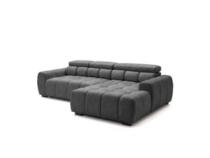Canapé d'angle aldo avec fonction couchage, côté droit, tissu salvador wr, graphite (15)