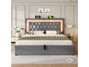 Lit 2 places 140x200 cm   AB STORE coloris gris