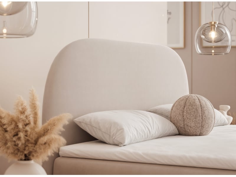  Lit coffre noelia - 180x200 cm - avec matelas - velours élégant brillant - crème NOELIA - Conforama D