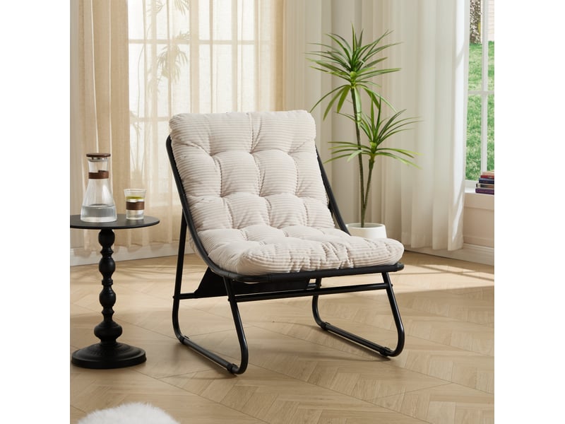  Chaise de détente extérieure avec ottoman 65x78x86 cm métal blanc  - Conforama E