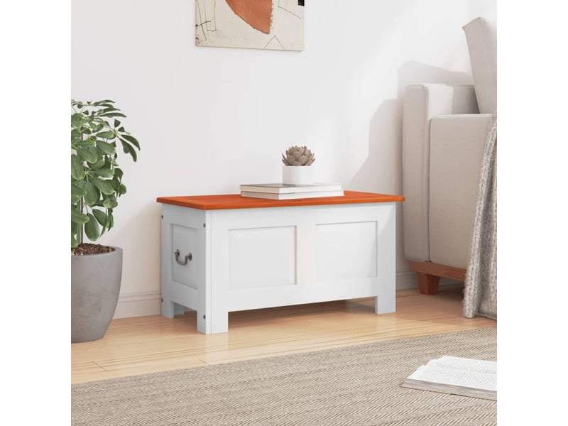  Coffre de rangement, boîte de rangement et couvercle marron et blanc bois d'acacia shl1650  - Conforama C