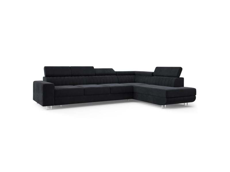 Canapé d'angle hestion, velours noir - Conforama A