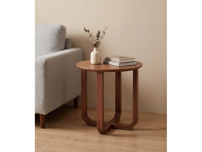  Table d'appoint ronde en bois de teck  - Conforama B
