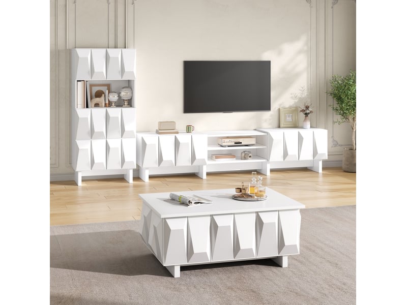  Ensemble meuble tv 3 pièces avec vitrine et table basse homvra  - Conforama B