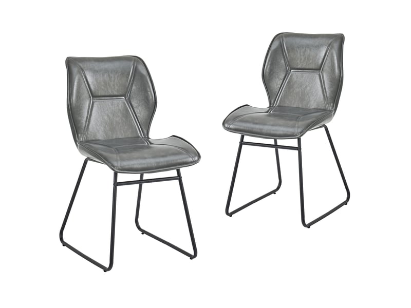  Lot de 2 chaises de salle à manger moderne 60x47x81 cm, cuisine, ergonomique, cadre en métal, assise pu, gris  - Conforama A