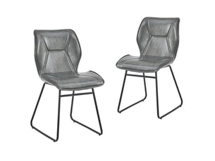 Lot de 2 chaises de salle à manger moderne 60x47x81 cm, cuisine, ergonomique, cadre en métal, assise pu, gris