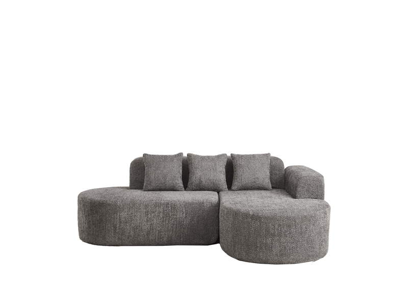  Canapé d'angle 3 places avec méridienne droite en chenille anthracite homvra  - Conforama A