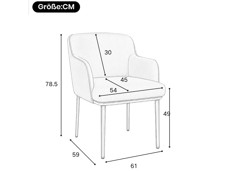  Lot de 6 chaises de salle à manger 61x59x78,5 cm avec accoudoirs marron et doré  - Conforama C