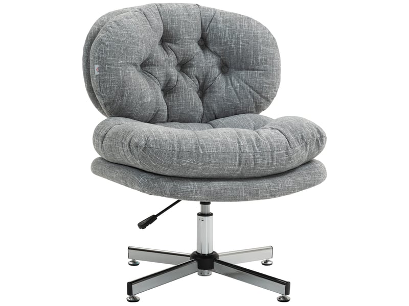  Chaise de bureau sans accoudoirs, chaise de bureau confortable avec assise rembourrée et hauteur réglable, grise  - Conforama A
