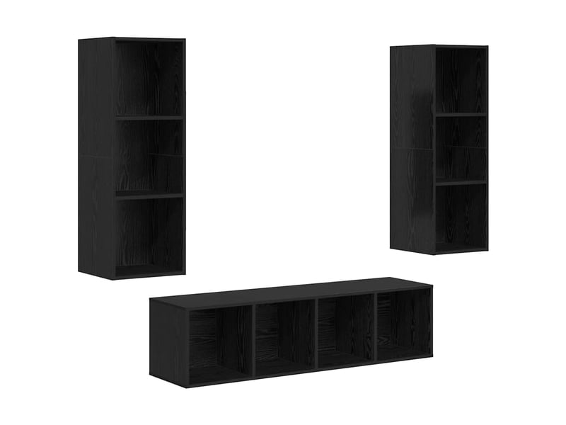 Ensemble meuble tv - banc tv - meuble de rangement 3 pcs chêne noir bois d'ingénierie - Conforama A
