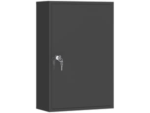 Armoire à pharmacie 2 étagères 3 niveaux verrouillable, dim. 40l x 18l x 60h cm, 2 clés, métal, noir