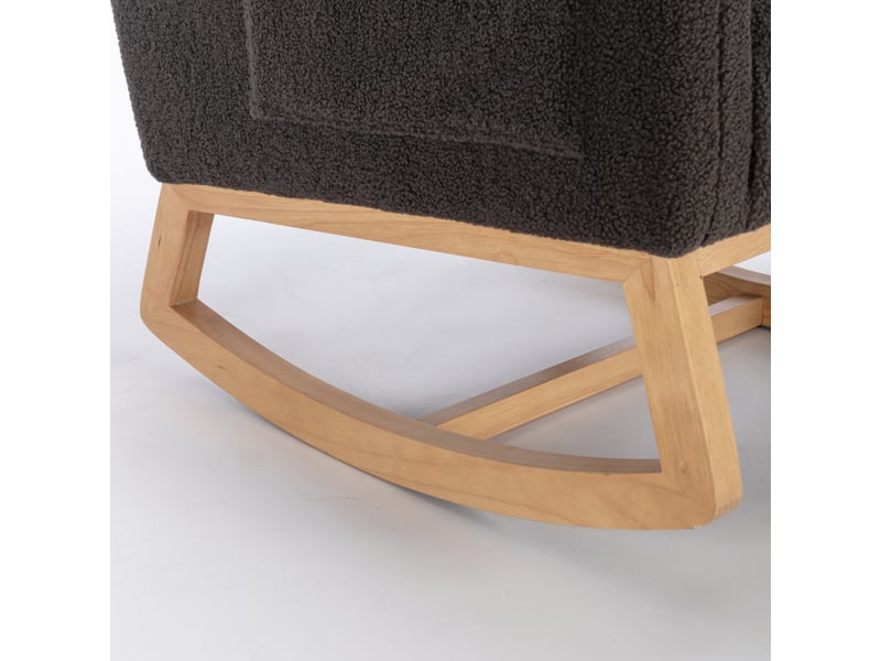  Fauteuil à bascule moderne avec revêtement en tissu effet peluche, dossier à oreilles, assise rembourrée, gris foncé  - Conforama R
