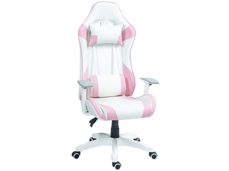  Chaise gaming florara racing inclinable simili cuir rose blanc  - Conforama A