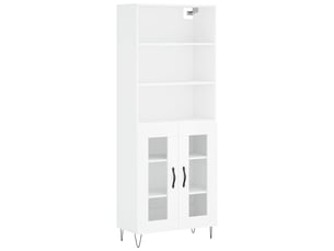 Buffet haut - bahut - meuble de rangement blanc 69,5x34x180 cm bois d'ingénierie