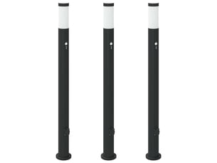 Lot de 3 borne lumineuse avec détecteur et prise 110 cm acier inoxydable ip44 shl60038