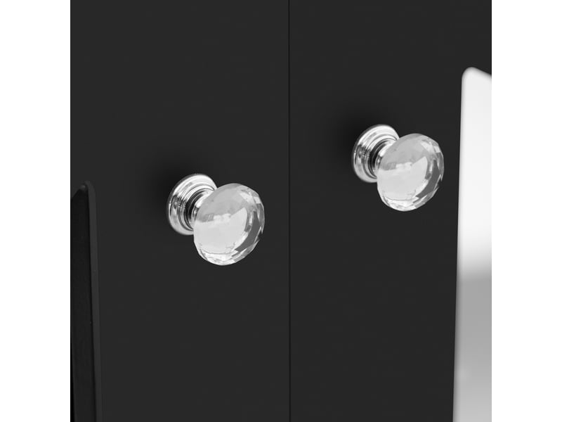  Buffet noir miroir 4 portes muvano en mdf, pieds en bois massif, 160 × 40 × 84 cm  - Conforama D