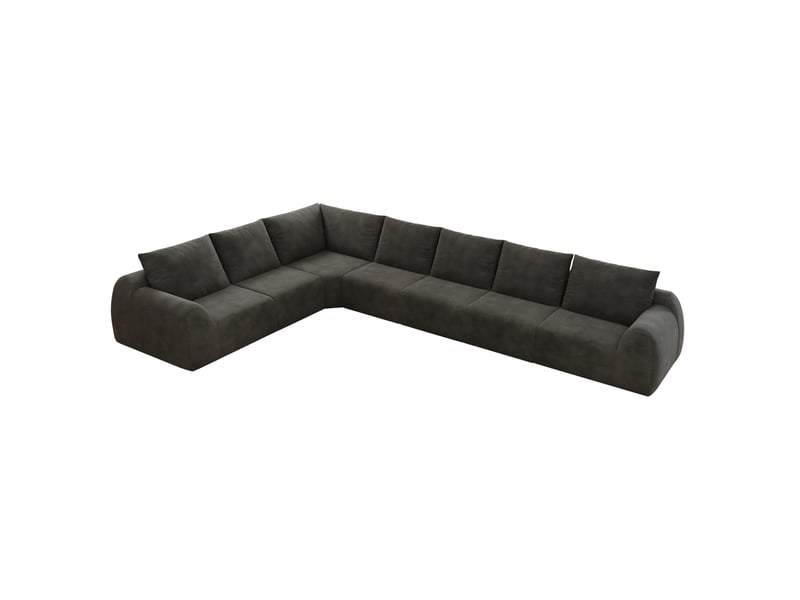  Canapé d'angle modenvie 7 places panoramique en tissu chenille gris foncé 401 x 267 x 85 cm  - Conforama A