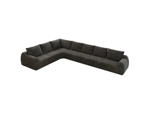Canapé d'angle compressé panoramique fixe <strong>MODENVIE</strong> <strong></strong> 7 places Tissu gris foncé