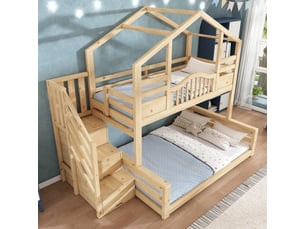 Lit superposé 90x140/200 cm <strong></strong> <strong></strong> coloris bois clair