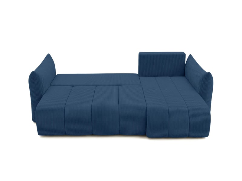  Canapé d'angle lysia mini réversible et convertible en velours côtelé - bleu foncé LYSIA - Conforama B