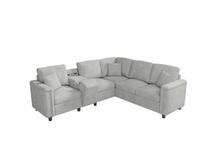 Canapé d'angle réversible fixe <strong></strong> <strong>ABC</strong> 5 places Tissu 