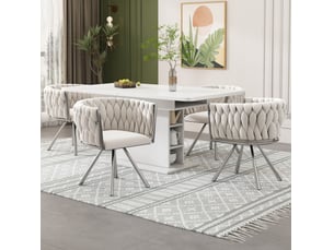 Lot de 4 chaises de salle à manger pivotantes 59x54x72 cm velours métal beige argent