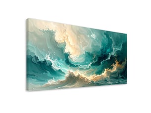 Tableau moderne, vagues abstraites bleues 120x60