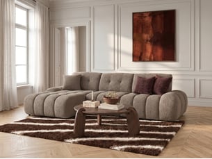 Canapé d'angle gauche fixe <strong>BOBOCHIC</strong> <strong>APOLLON</strong> 3 places Tissu Taupe