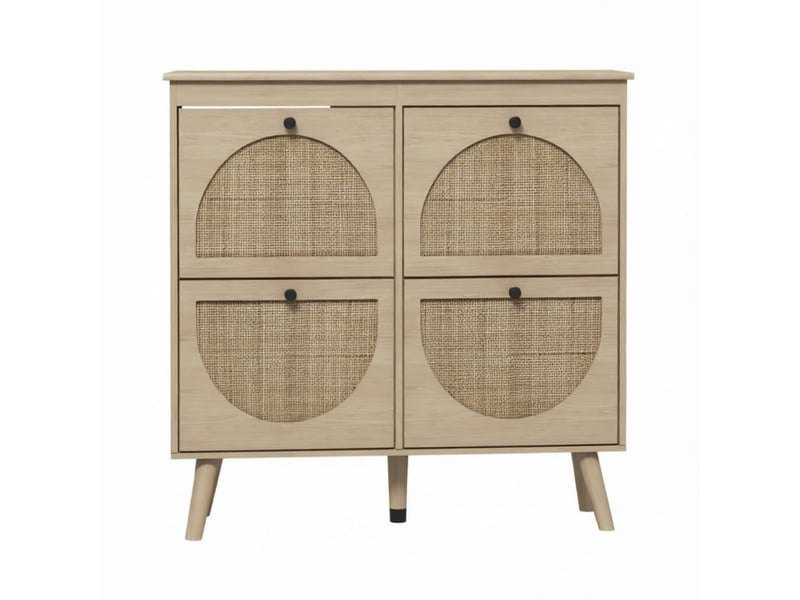  Meuble à chaussures 105x24x97,5 cm – naturel – 4 compartiments abattants, jusqu'à 20 paires  - Conforama A