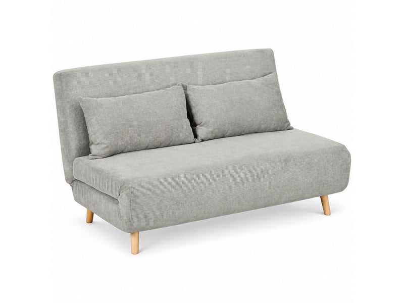  Canapé convertible, canapé-lit — 141 x 90 x 81 cm, gris, en velours  - Conforama A