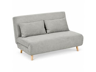 Canapé 2 places, avec couchage d'appoint, dossier réglable, avec coussins, en velours, coloris gris, l141 x p90 x h81 cm