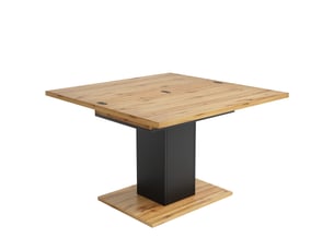 Table à manger carré extensible avec rangement 120x120 cm en mdf coloris naturel