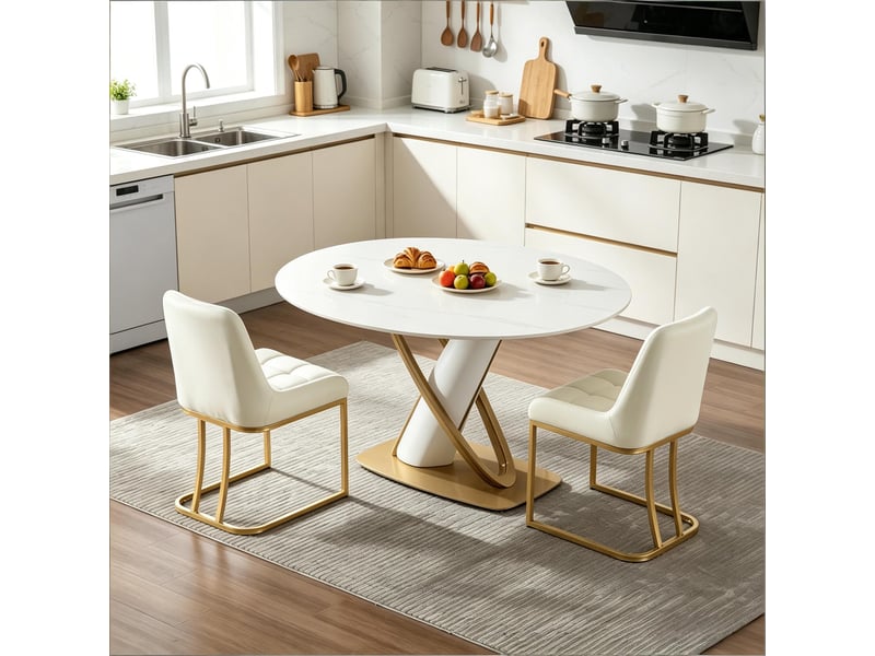  Lot de 2 chaises de salle à manger,45x39x84 cm,velours,beige  - Conforama B