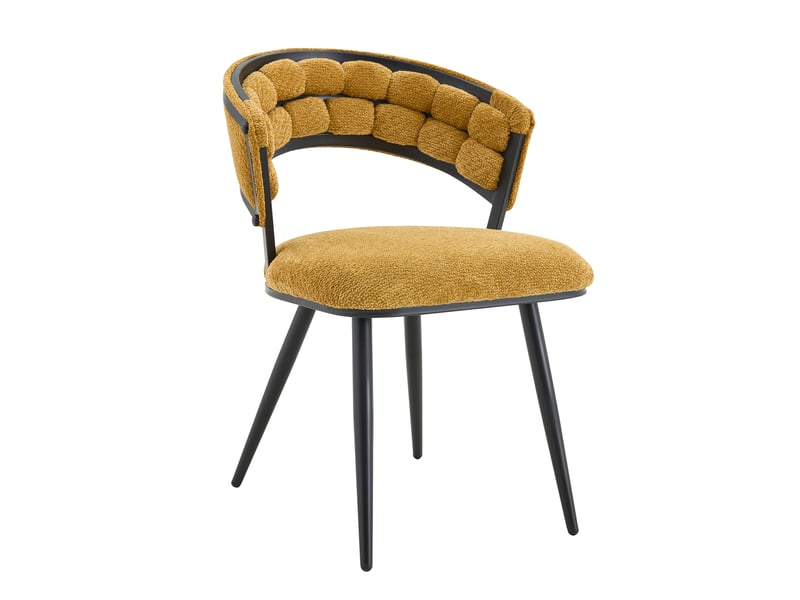  Lot de 4 chaises de salle à manger,63x57x77,5 cm,velours et métal noir,jaune  - Conforama A
