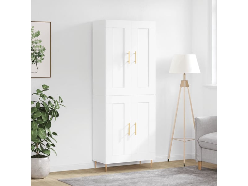  Buffet haut - bahut - meuble de rangement blanc 69,5x34x180 cm bois d'ingénierie  - Conforama B